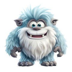 Fototapeta premium Cute animated fantasy yeti. Isolated on white background. Png format.