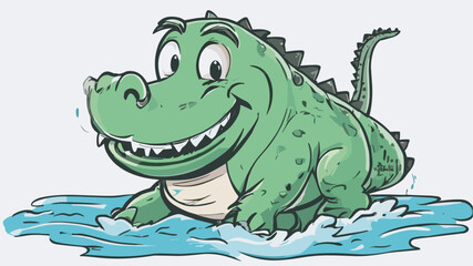 Crocodile cartoon character illustration vector image. Aligator wild design graphic design image