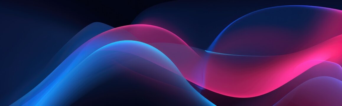 Futuristic dark background. Colored music wave. Big data. Technology or Science Banner. 3D in the style of roller wav, light magenta and dark blue, dynamic line work, UHD image, infinity nets, animate