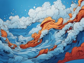 Abstract digital landscape with flowing wave