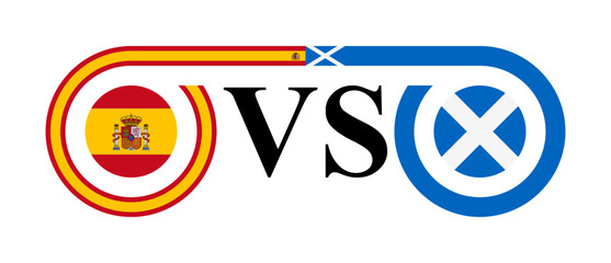 concept between spain vs scotland. vector illustration isolated on white background