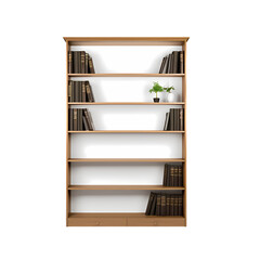 Bookcase on transparent background, white background, isolated, bookshelf illustration