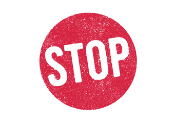 Vector illustration of the word Stop in round red ink stamp