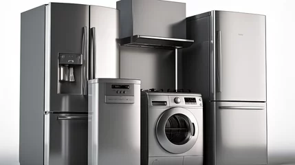 Foto op Plexiglas Home appliances. Refrigerator, microwave and washing maching. ge © sandra
