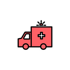 Ambulance icon set illustration. ambulance truck sign and symbol. ambulance car