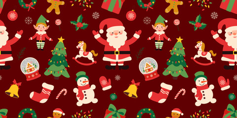 Christmas seamless pattern with Santa Claus