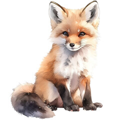 Watercolor orange cute fox. Wildlife fox isolated - 682165127