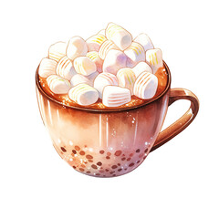 Cup with hot chocolate and marshmallows isolated - 682165740