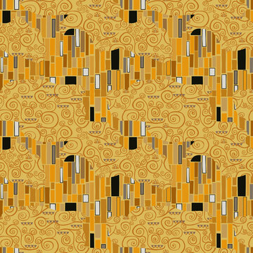Fancy pattern in the style of Klimt, bright yellow colors, gold painted by hand.