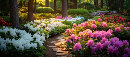 Fototapeta na wymiar In the enchanting beauty of the summer garden, a floral wonderland emerges as vibrant blooms create a kaleidoscope of colors amidst the lush green foliage. The delicate petals of a white flower sway