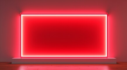 Fototapeta premium red signboard mockup with neon lights