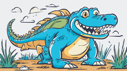 Crocodile cartoon character illustration vector image. Aligator wild design graphic design image