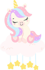 Cute Baby Unicorn cartoon illustration