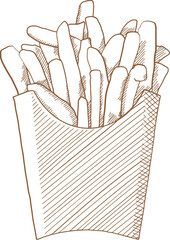 Hand Drawn Illustration Of French Fries