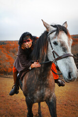 Fototapeta premium Viking et cheval à l'automne