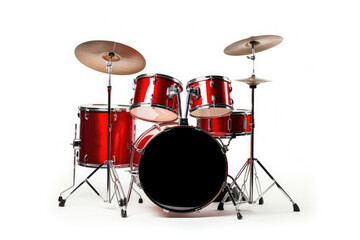 Fototapeta na wymiar A Red Drum Set On A White Background