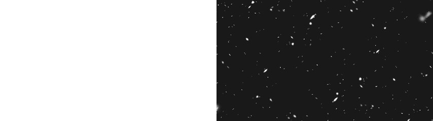 Falling Snow Is Black Background. Winter Snowfall Illustration. Winter Night Snowfall and Snowstorm of Snow. Winter Weather. Abstract Winter Background. Flying Particles on Black Background - obrazy, fototapety, plakaty