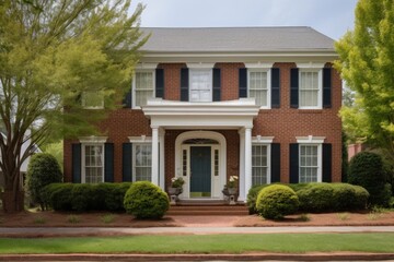 georgian house with dentil molding and red brick exterior