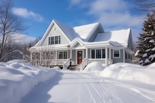 saltbox design in the snowy landscape