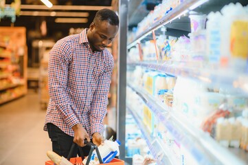 African american Man shopping in a supermarket