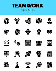 set of Teamwork Glyph icons for logo & web. Vector illustration