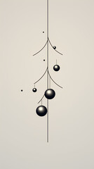 Minimalist Christmas cards. Minimalist illustrations with black strokes of Christmas elements.