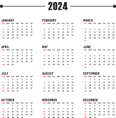 template Calendar of 2024  Printable