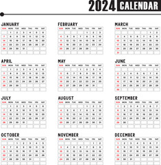 template Calendar of 2024  Printable