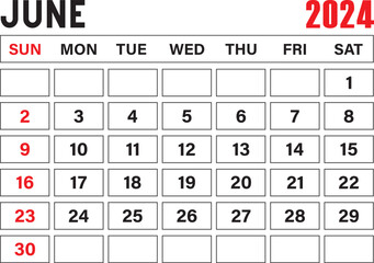 template Calendar of 2024  Printable
