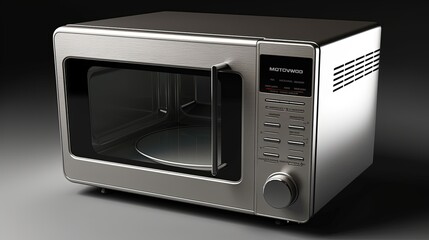 Fototapeta premium Closed metallic microwave. 3d generative ai