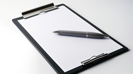 Clipboard and pen isolated on white with copy space. generative