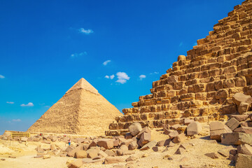 Great Egyptian pyramids. Pyramids of Cheops and Khafre.