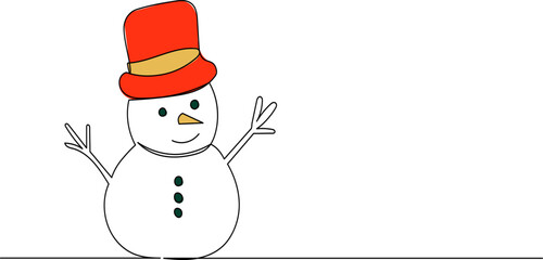 snowman line drawing, sketch on white background vector