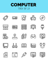 set of Computer Lineal icons for logo & web. Vector illustration