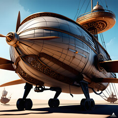 Naklejka premium airship at sky, AI-Generatet