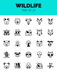 set of Wildlife Lineal Fill Icons for logo & web. Vector illustration