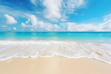 Fototapeta na wymiar Beautiful white Tropical sand beach and tropical sea. Summer vacation background. Copy space.