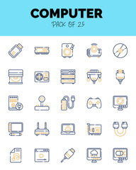 set of Computer Two Color icons for logo & web. Vector illustration