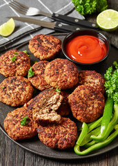 german frikadellen of ground meat on a plate