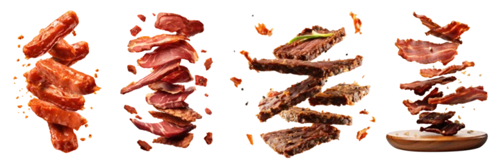  Set of beef jerky isolated on transparent background. © comicsans