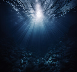 Fototapeta na wymiar 深海　水中から見た海