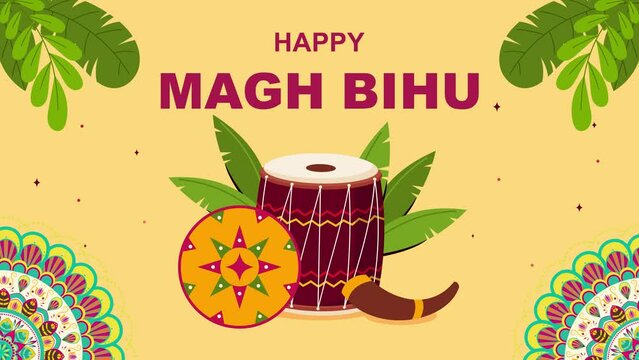 The Magh Bihu marks the end of the harvesting season. Indian festivals.
Happy Bihu greetings to all!
