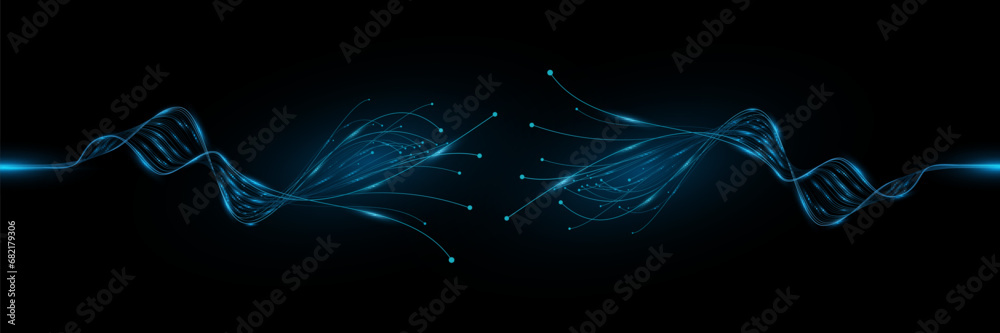 Poster futuristic digital background with glowing neural connectors analyze big data. neural network. vecto
