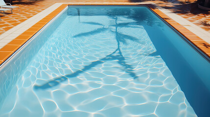 Obraz premium Rectangular pool, symmetrical, deep, isometric, top view, bottom of the pool, inner wall of the pool, clear lines