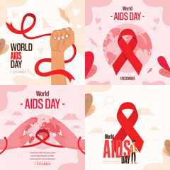 set of icons for World AIDS day. illustration Aids Awareness icon design with ribbon concept for poster, banner on white background.