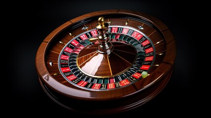 Casino roulette wheel on black background. generative ai