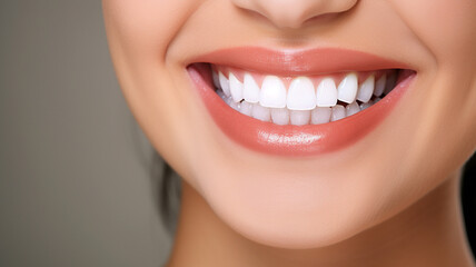 Obraz premium a beautiful young model woman smiling with clean teeth. used for a dental ad isolated on white background