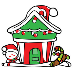 drawing of a christmas house