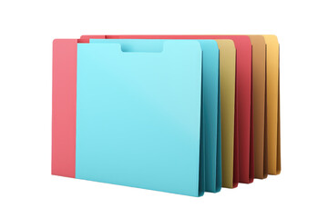 Colorful File Folders Arrangement Isolated on Transparent Background