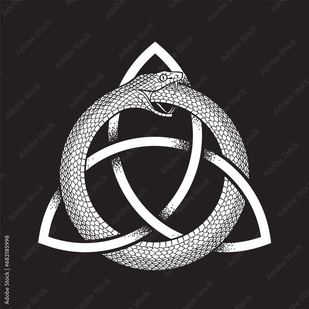 Wall mural ouroboros or uroboros serpent snake consuming its own tail and ouroboros. tattoo, poster or print de